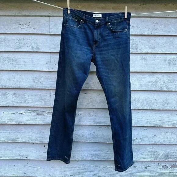 Zara jeans the selvedge slim dark denim size 12 - Picture 1 of 6